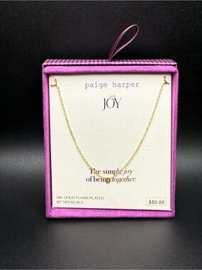 Paige Harper 14k Gold Plated Chain Necklace JOY - Pink Gift Box